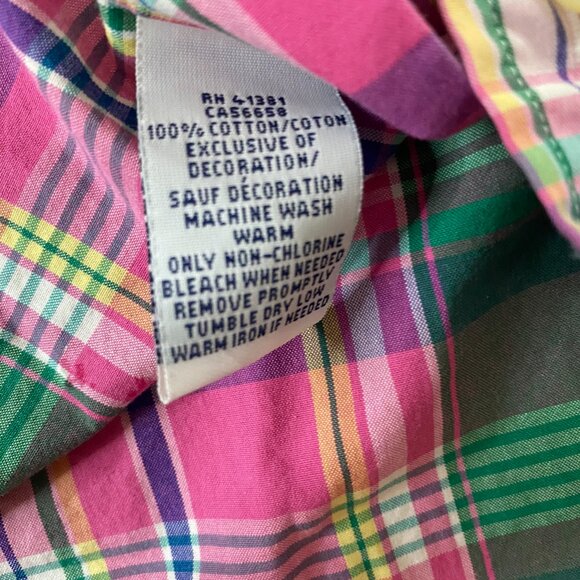 Polo Ralph Lauren Shirt Men's Large Button Down Madras Plaid Pink Green Yellow - Picture 6 of 11